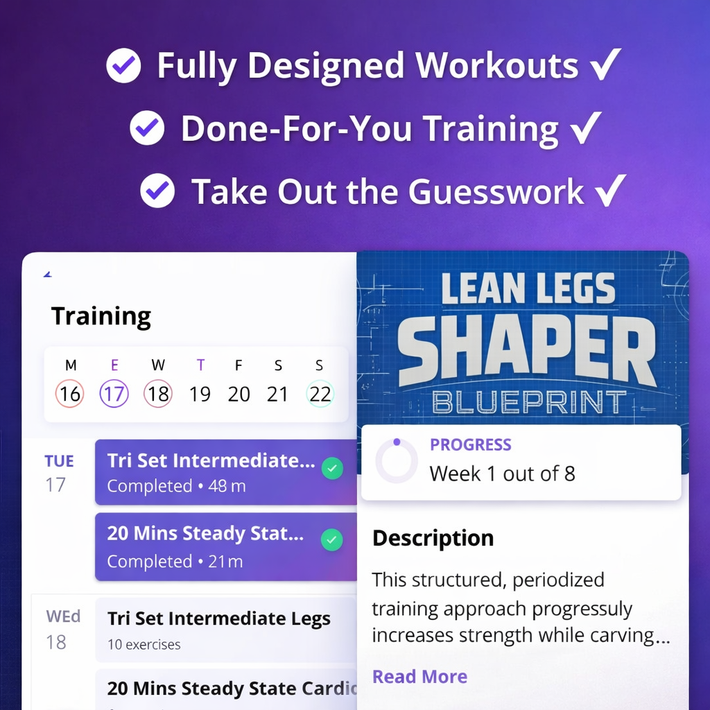 Expertly Designed Training Programs Example customized training programs in the coaching app