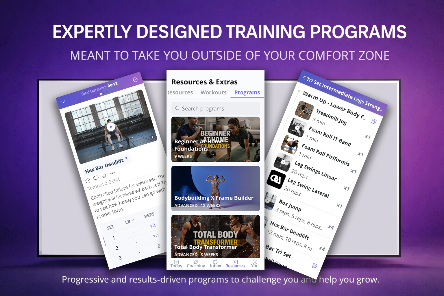 Training Program Preview Expertly designed progressive training programs delivered inside the coaching platform